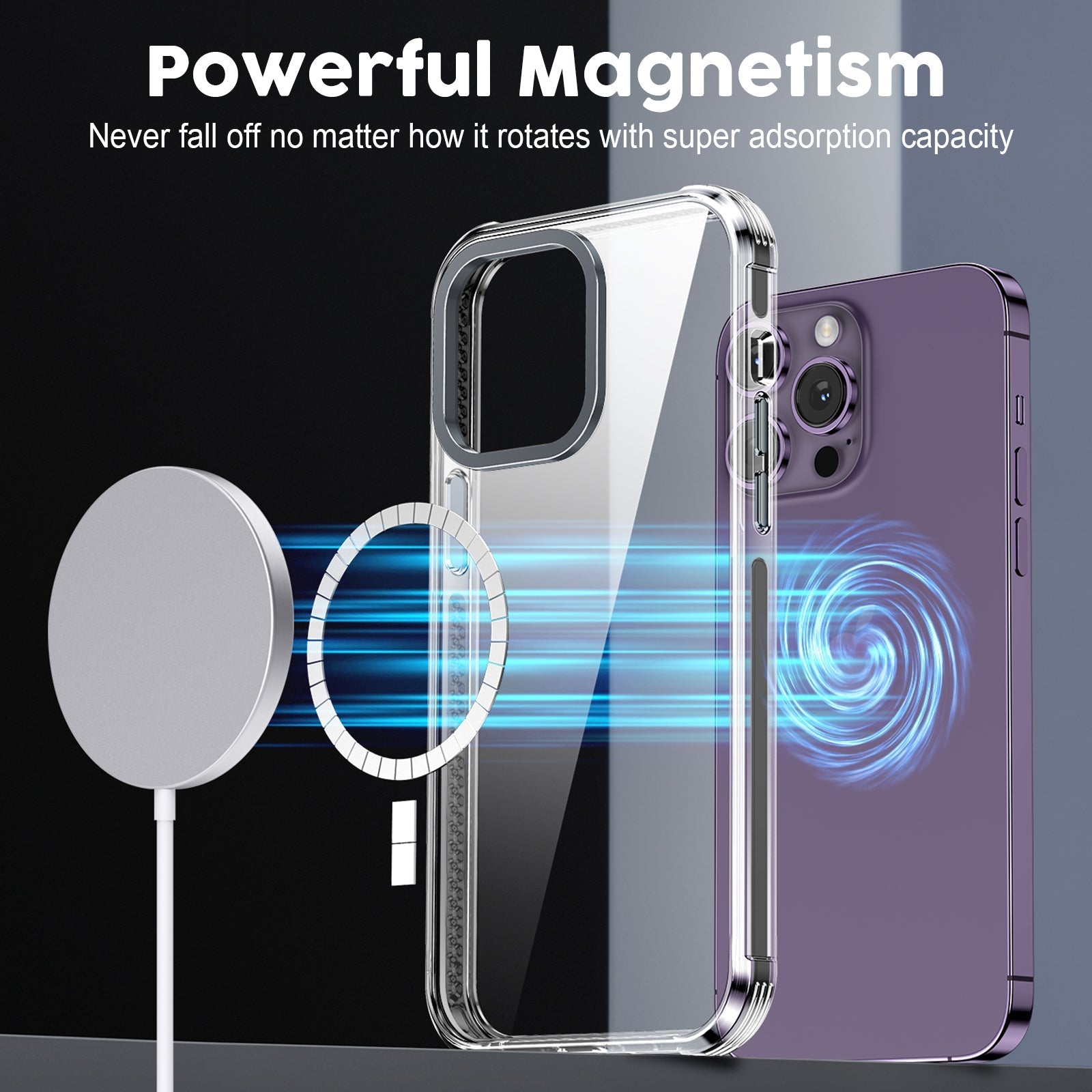 Blue Purple Immersion dyeing Crystal & Black TPE Bumper Shockproof Case